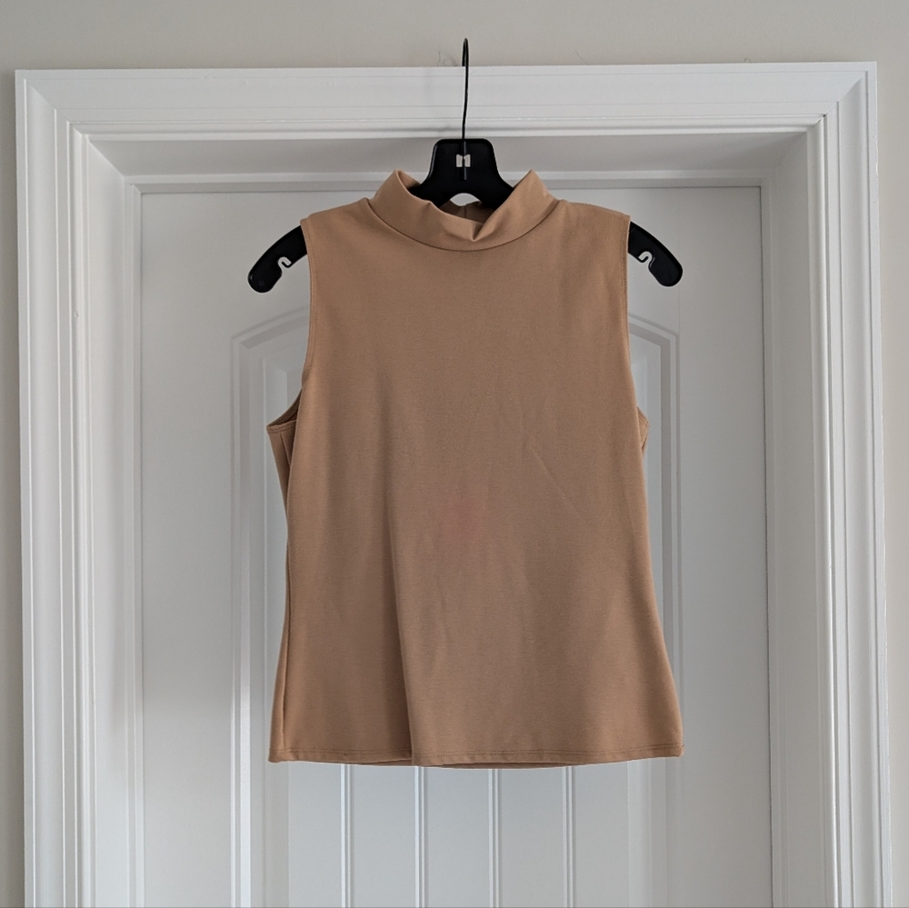 Anthropologie | Beige Turtleneck Sleeveless Top NWT